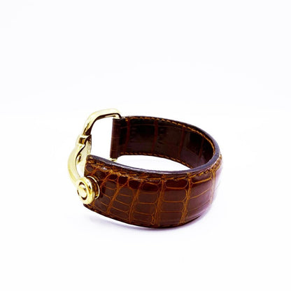 Gucci Horsebit Leather Bracelet Bangle Gold Hardware