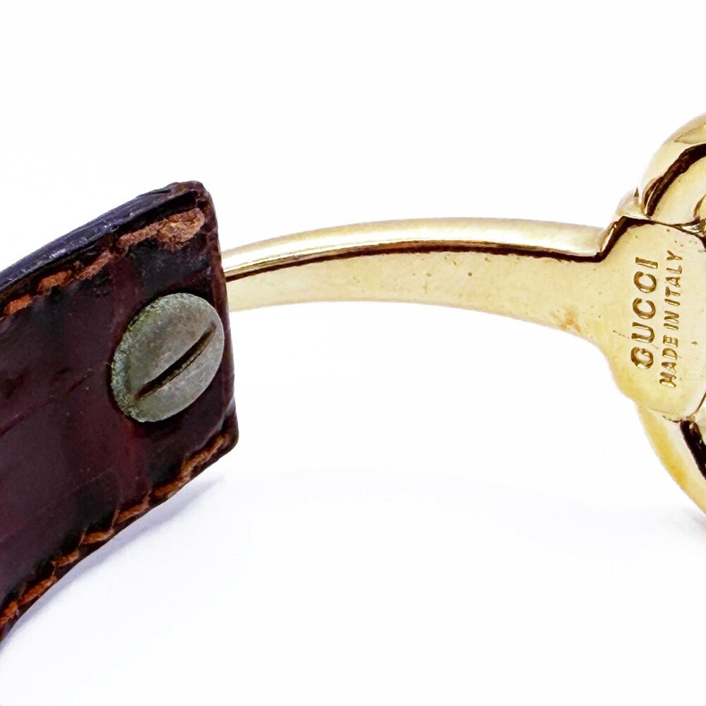 Gucci Horsebit Leather Bracelet Bangle Gold Hardware