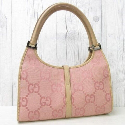 Authentic GUCCI GG  Jackie O Hobo Pink Shoulder Bag Sherry Monogram Web Leather