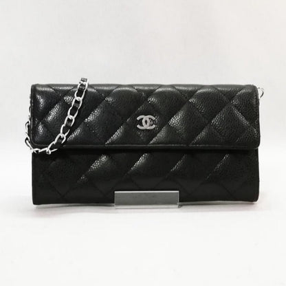 Authentic Chanel CC Classic Caviar Flap Wallet Chain Shoulder Crossbody Black