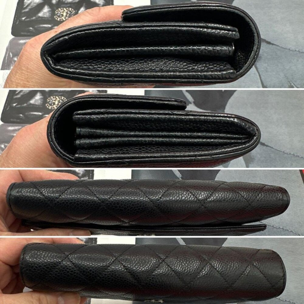 Authentic Chanel CC Classic Caviar Flap Wallet Chain Shoulder Crossbody Black