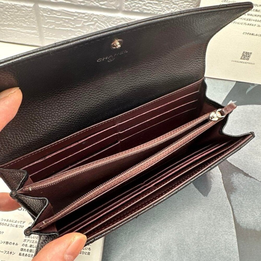 Authentic Chanel CC Classic Caviar Flap Wallet Chain Shoulder Crossbody Black