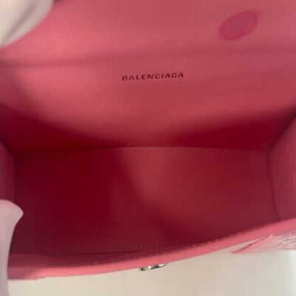 Balenciaga Hourglass Top Handle Mini Bag Crocodile Embossed Leather x S Pink