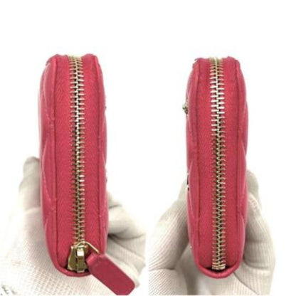 Chanel Chanel Pink Lambskin Rhinestone Quilted Long Wallet Lucky Charm Camellia