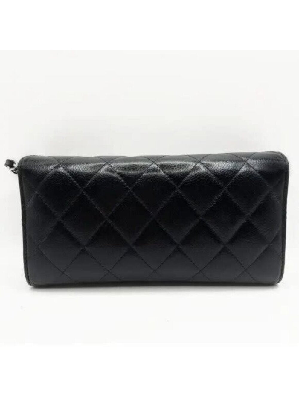 Chanel CC Classic Caviar Flap Wallet Quilted Leather Chain Purse Black