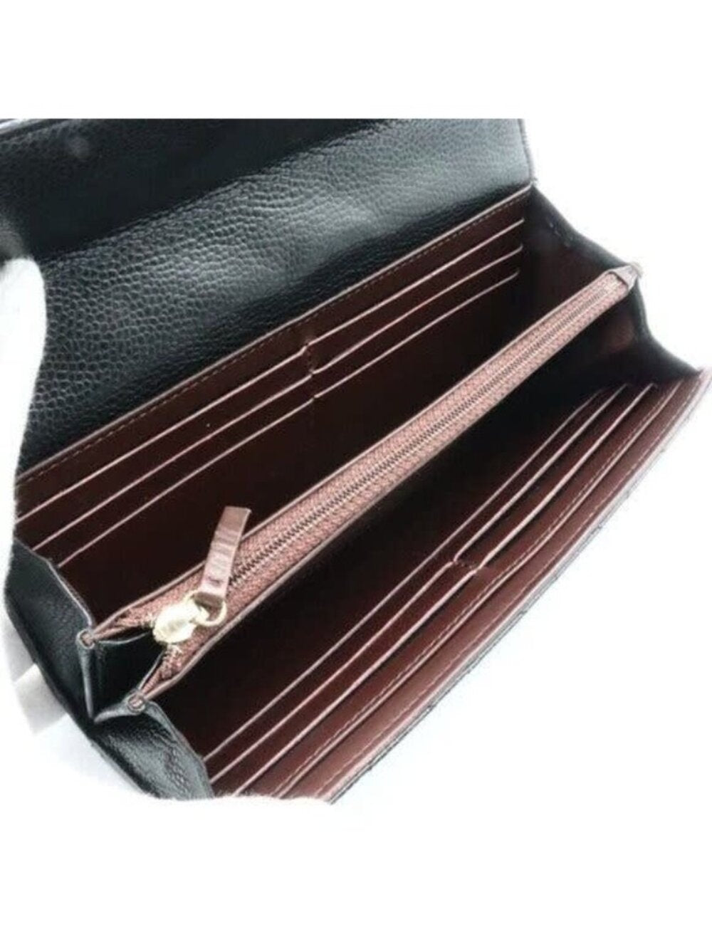 Chanel CC Classic Caviar Flap Wallet Quilted Leather Chain Purse Black