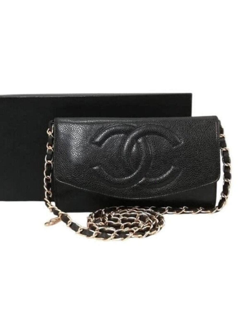 Chanel CC Classic Timeless Caviar Flap Wallet On Chain Purse Black Bag