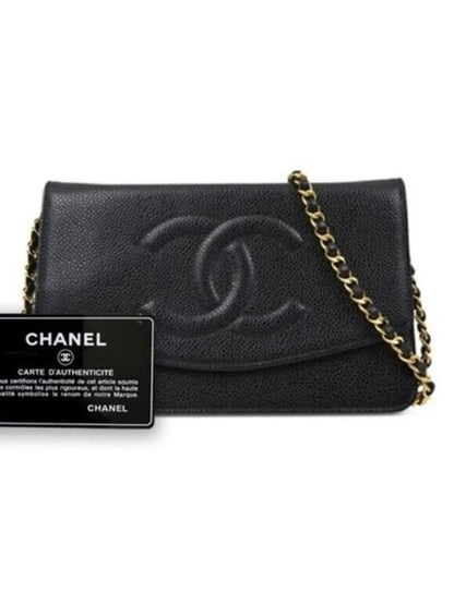 Chanel CC Classic Timeless Caviar Flap Wallet On Chain Purse Black Bag