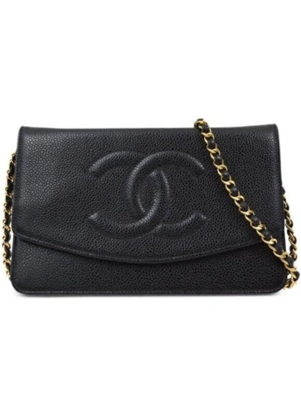 Chanel CC Classic Timeless Caviar Flap Wallet On Chain Purse Black Bag