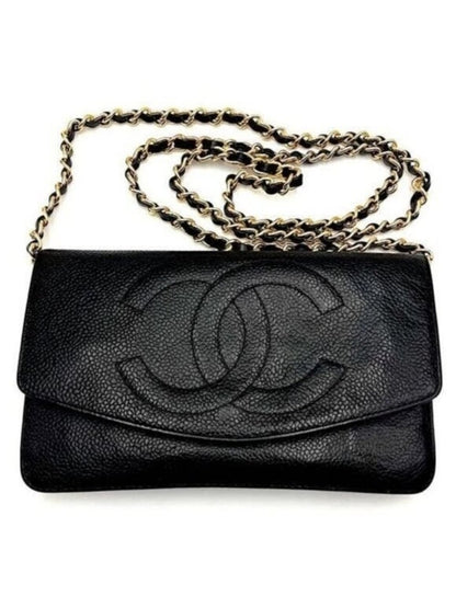 Chanel CC Classic Timeless Caviar Flap Wallet On Chain Purse Black Bag