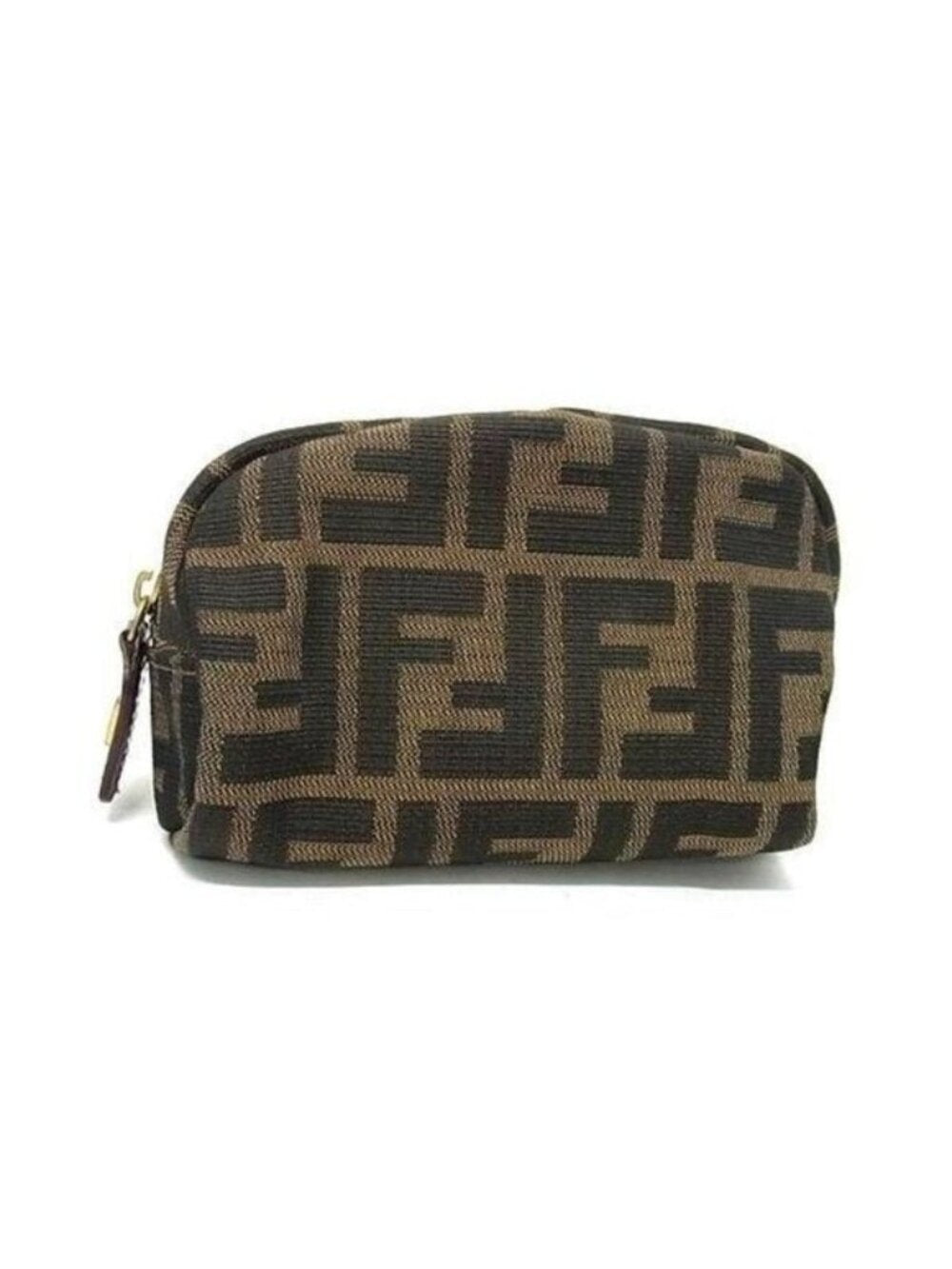 Fendi FF Vintage Zucca Canvas Mini Bag Small Pouch Cosmetic Tan
