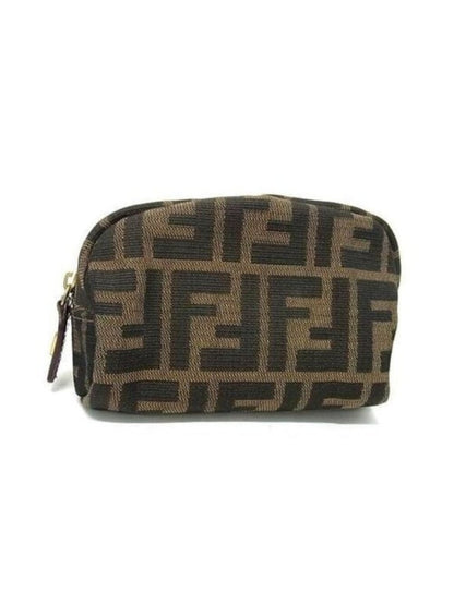 Fendi FF Vintage Zucca Canvas Mini Bag Small Pouch Cosmetic Tan
