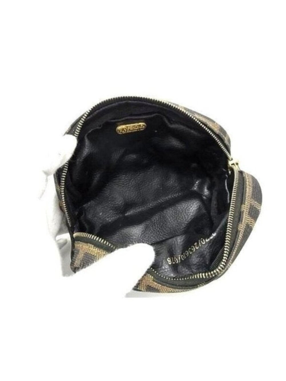 Fendi FF Vintage Zucca Canvas Mini Bag Small Pouch Cosmetic Tan