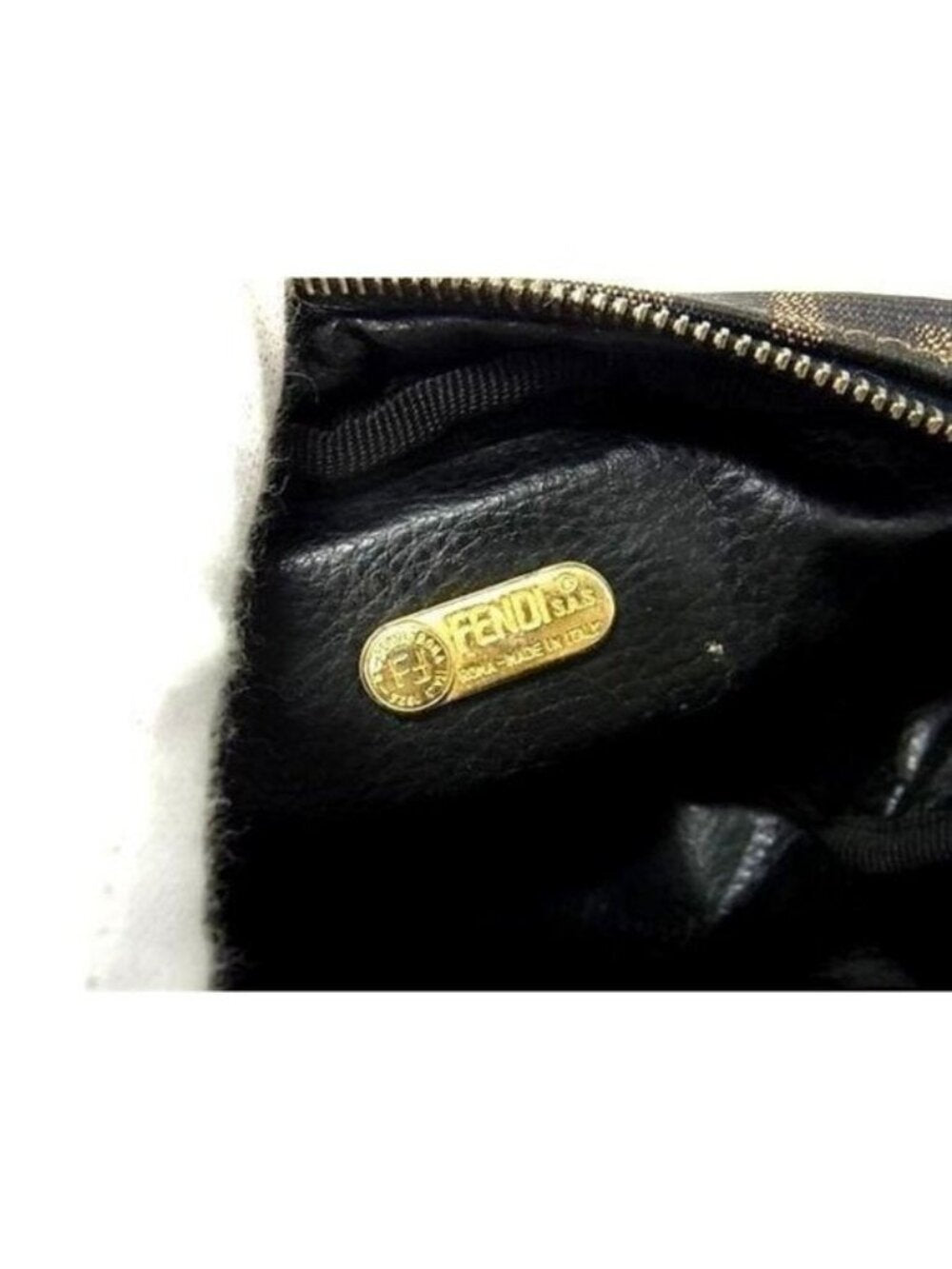 Fendi FF Vintage Zucca Canvas Mini Bag Small Pouch Cosmetic Tan