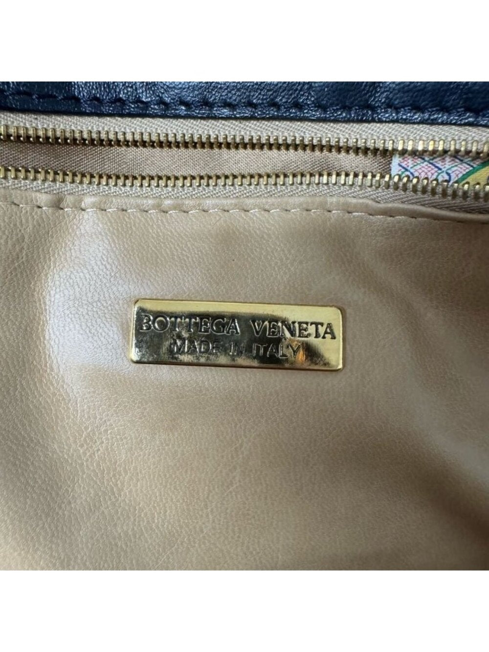 Bottega Veneta Intrecciato Nappa Shoulder Bag Purse Navy Black Leather