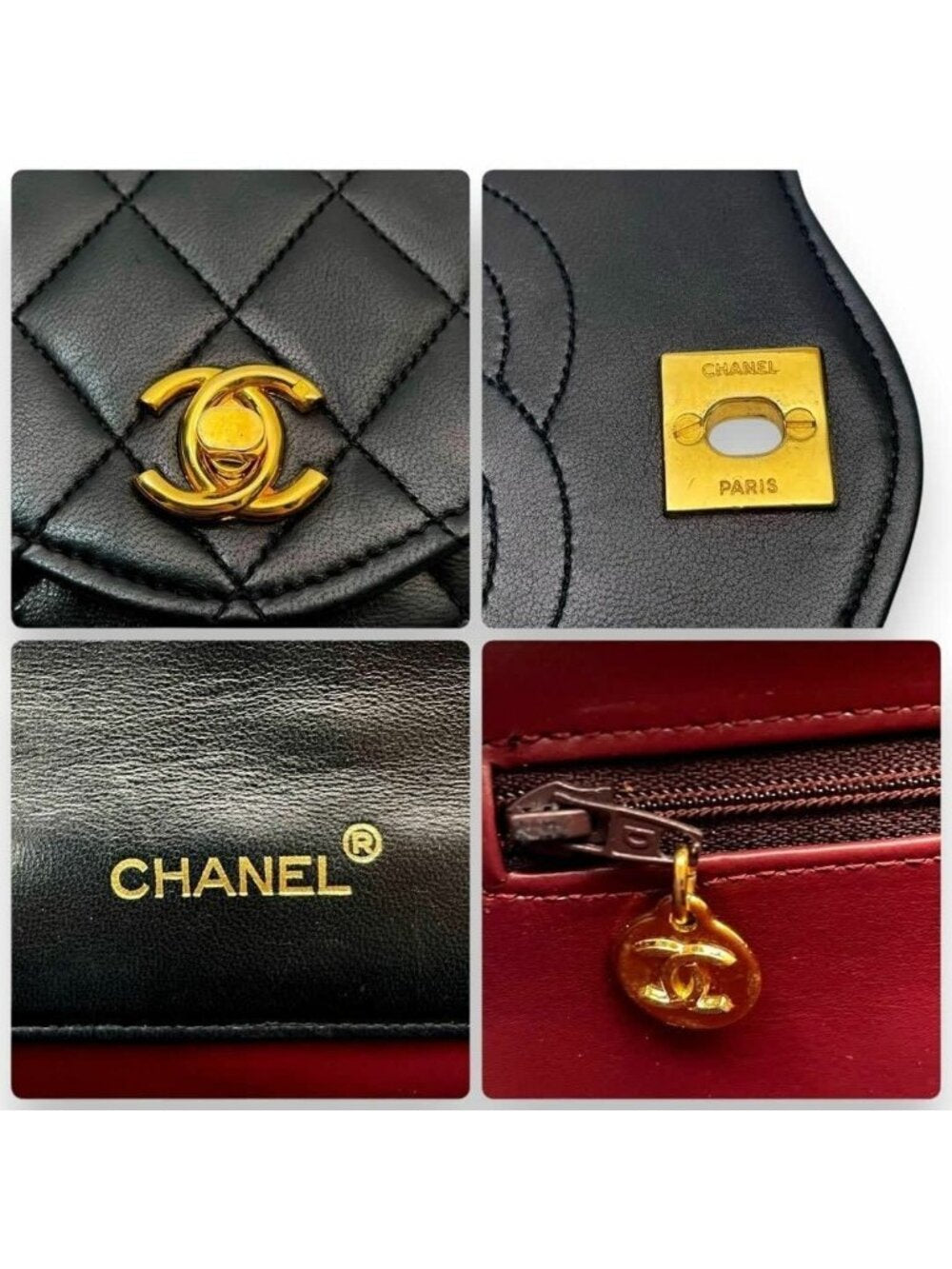 Chanel Vintage Quilted Lambskin Leather Shoulder Bag Chain