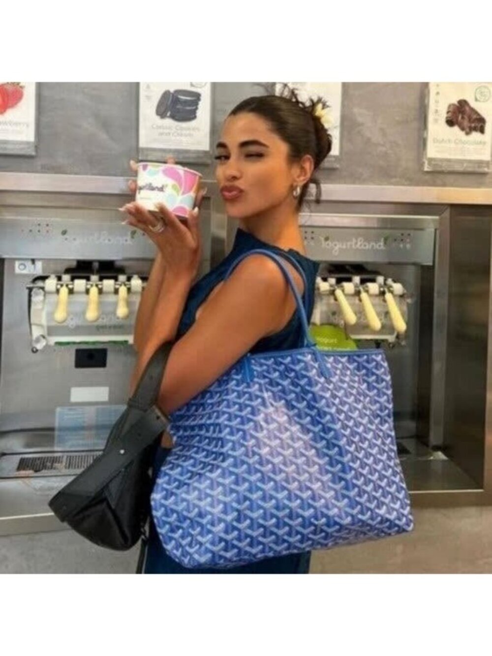Goyard Saint Louis PM Blue Shoulder Tote Bag &amp; Pouch