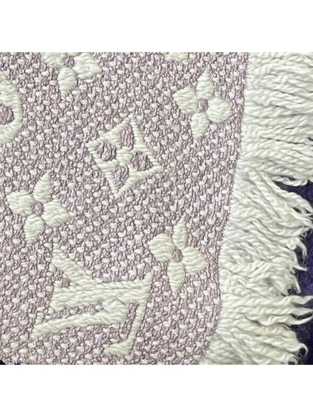 Louis Vuitton Logomania Silk Wool Scarf Monogram Grey Light Purple Pink