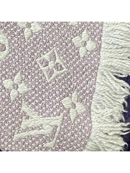 Louis Vuitton Logomania Silk Wool Scarf Monogram Grey Light Purple Pink