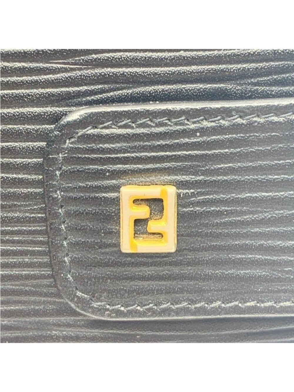 Fendi Epi Leather Agenda Pass Port Cover Case Notebook Black