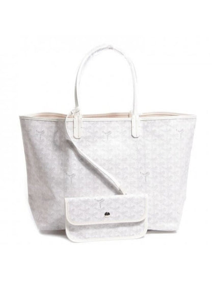 Goyardine Saint Louis PM White Shoulder Tote Bag &amp; Pouch Wallet
