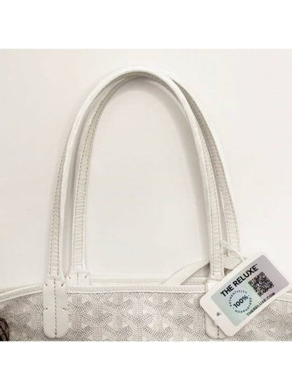Goyardine Saint Louis PM White Shoulder Tote Bag &amp; Pouch Wallet