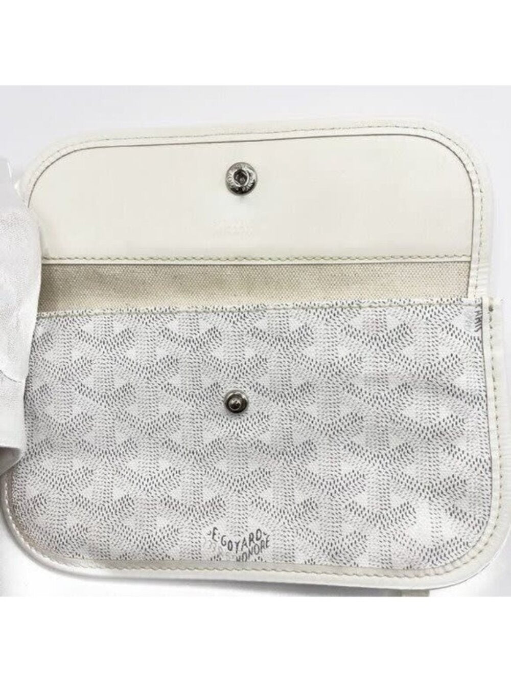 Goyardine Saint Louis PM White Shoulder Tote Bag &amp; Pouch Wallet