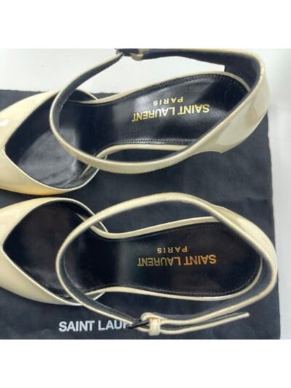 Saint Laurent Patent Anja 85 Ankle Strap Pointed Pumps Coquille 37
