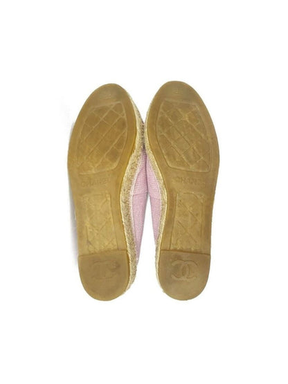 Chanel CC Logo Canvas Pink Sequin Espadrilles Flats Shoes 38