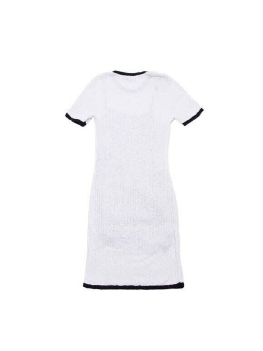 Chanel Runway Dress CC White Cotton Midi Vintage Cruise Collection Knit
