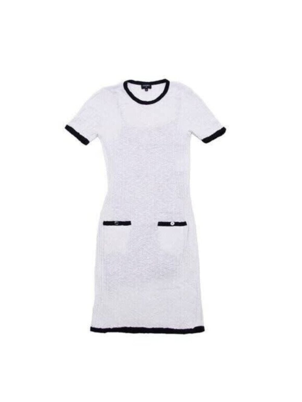 Chanel Runway Dress CC White Cotton Midi Vintage Cruise Collection Knit