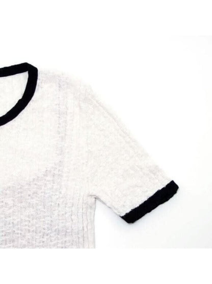 Chanel Runway Dress CC White Cotton Midi Vintage Cruise Collection Knit