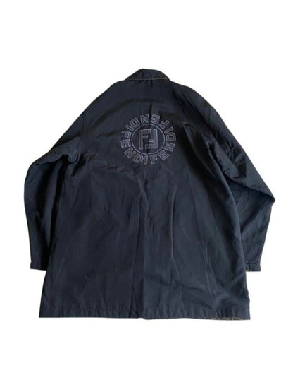 Fendi Vintage Zucca Monogram Reversible Jacket Trench Coat Brown