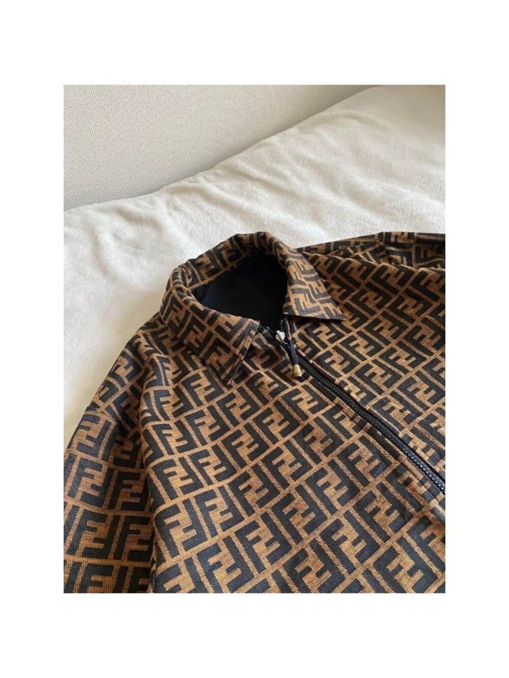 Fendi Vintage Zucca Monogram Reversible Jacket Trench Coat Brown