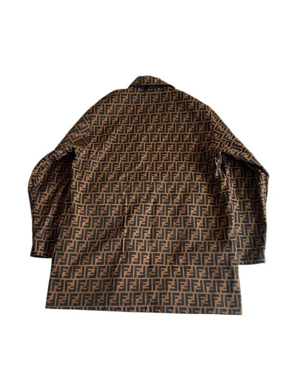 Fendi Vintage Zucca Monogram Reversible Jacket Trench Coat Brown