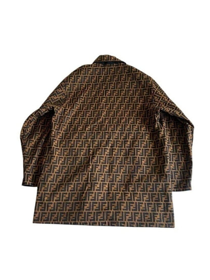 Fendi Vintage Zucca Monogram Reversible Jacket Trench Coat Brown