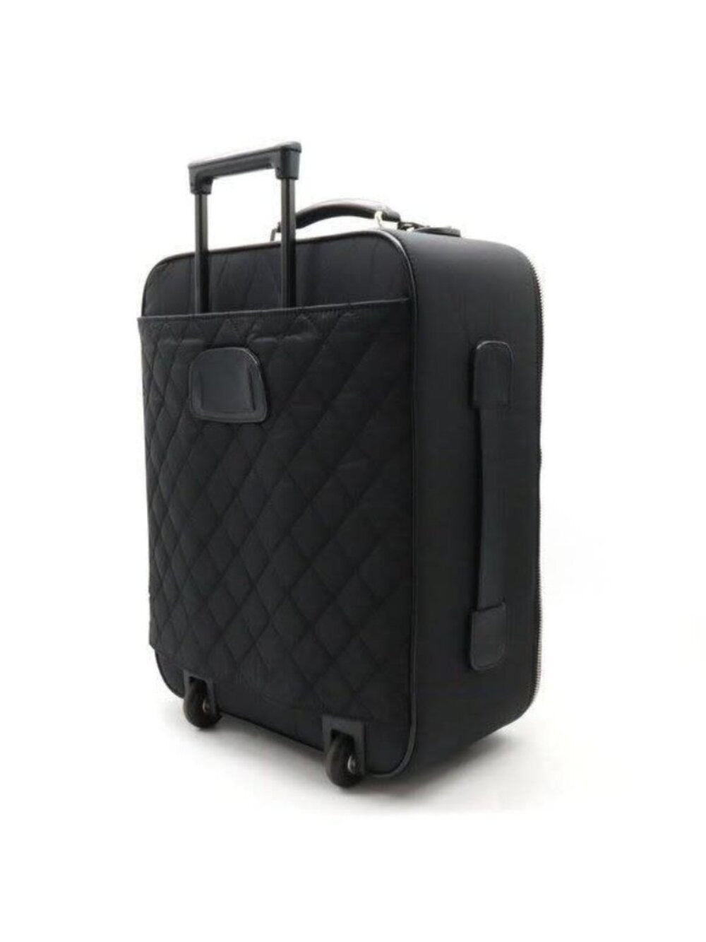 Chanel CC Quilted Nylon Luggage Carry-On Trolley Wheels Travel Bag