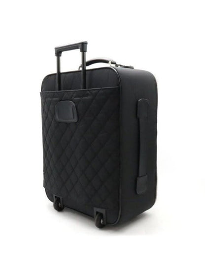 Chanel CC Quilted Nylon Luggage Carry-On Trolley Wheels Travel Bag
