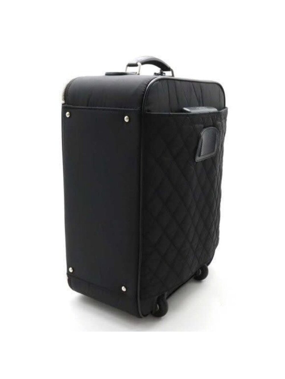 Chanel CC Quilted Nylon Luggage Carry-On Trolley Wheels Travel Bag