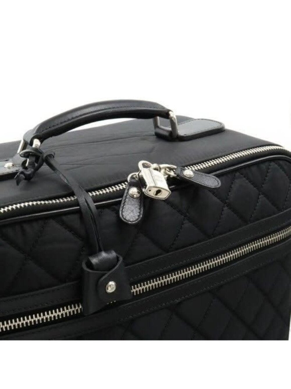 Chanel CC Quilted Nylon Luggage Carry-On Trolley Wheels Travel Bag