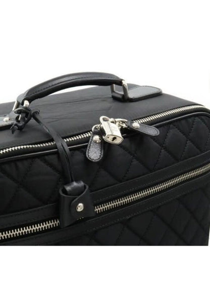 Chanel CC Quilted Nylon Luggage Carry-On Trolley Wheels Travel Bag