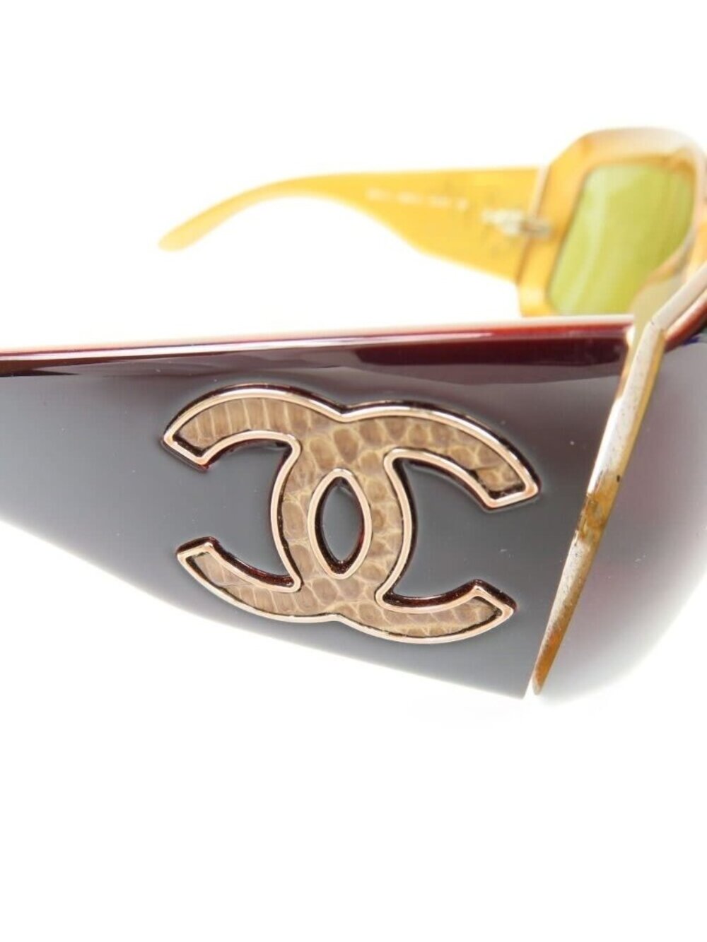 Chanel CC Vintage Logo Mother Of Pearl Sunglasses 6022-Q Brown Amber