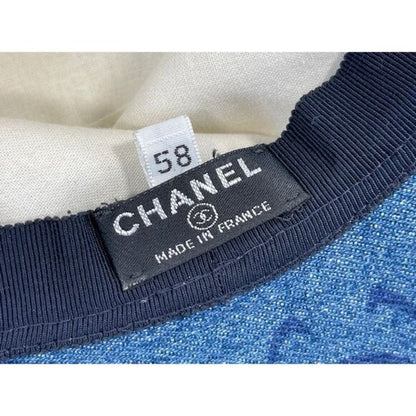 Chanel CC Denim Hat Wide Brim Bucket Cap 58 Blue Vintage