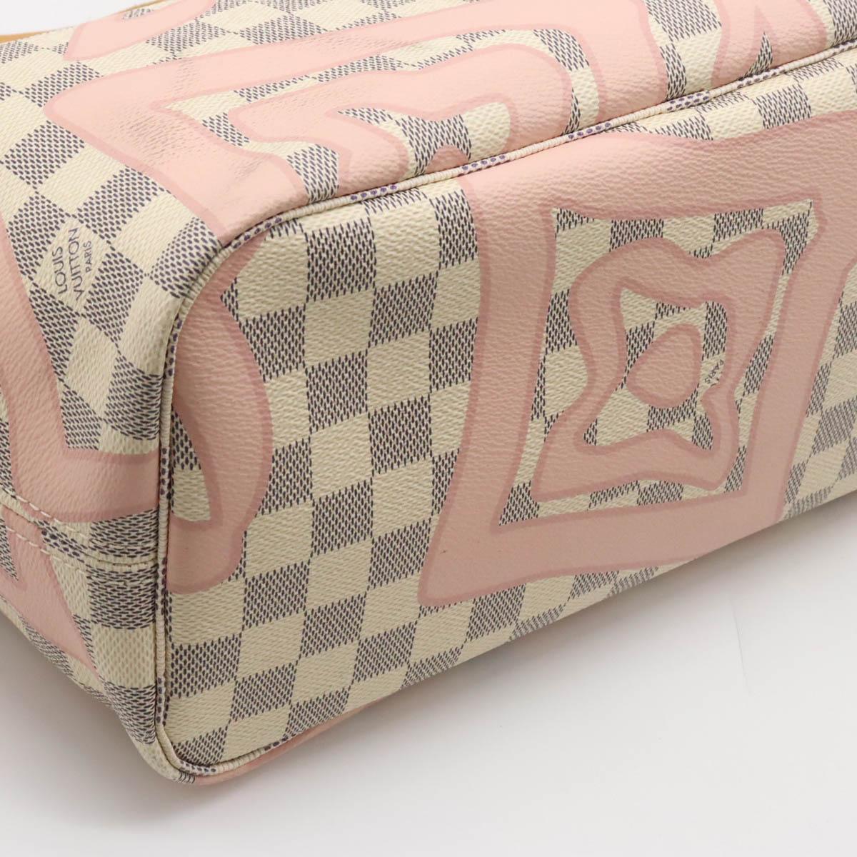 LOUIS VUITTON Damier Azur Tahiti Neverfull MM Tote Bag Shoulder Rose Ballerine - The Reluxe