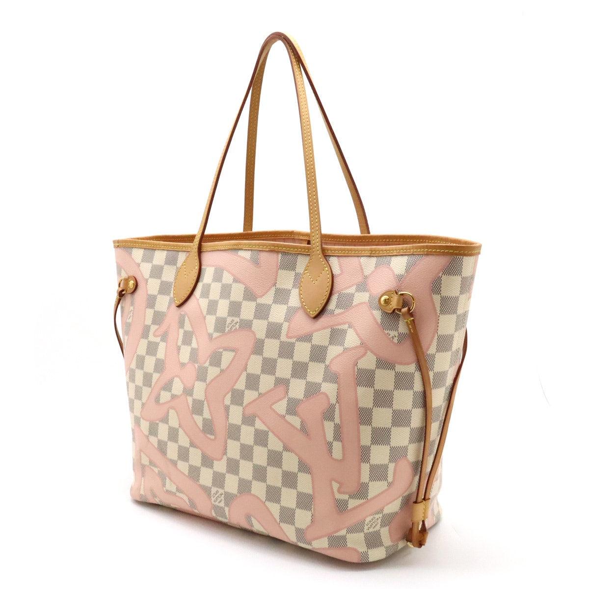 LOUIS VUITTON Damier Azur Tahiti Neverfull MM Tote Bag Shoulder Rose Ballerine - The Reluxe