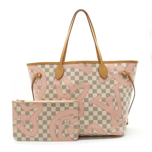 LOUIS VUITTON Damier Azur Tahiti Neverfull MM Tote Bag Shoulder Rose Ballerine - The Reluxe