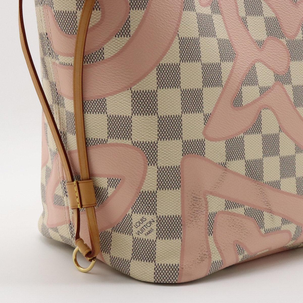 LOUIS VUITTON Damier Azur Tahiti Neverfull MM Tote Bag Shoulder Rose Ballerine - The Reluxe