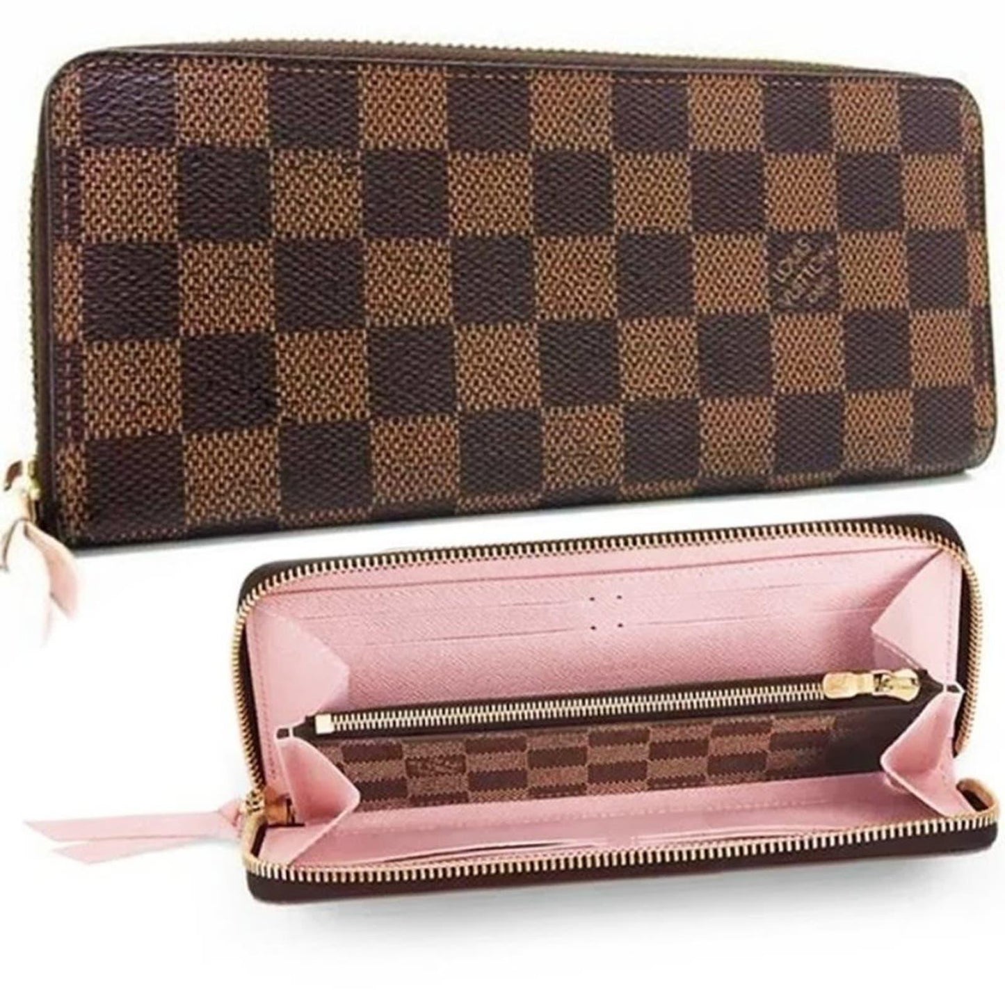 Louis Vuitton Damier Ebene Clemence Zippy Long Wallet Rose Ballerine Pink LV - The Reluxe