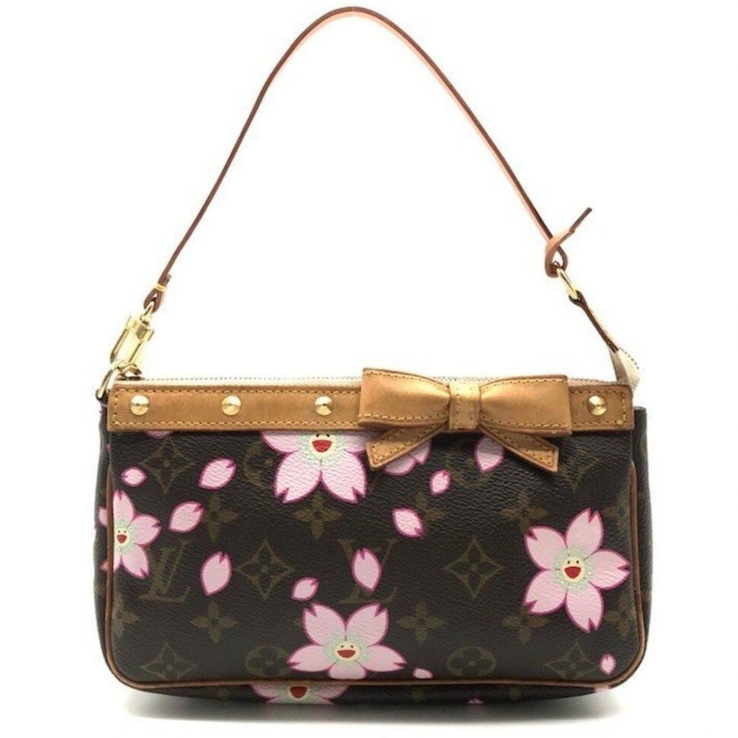 Louis Vuitton Monogram Cherry Blossom Pochette Takashi Murakami Handbag Brown - The Reluxe