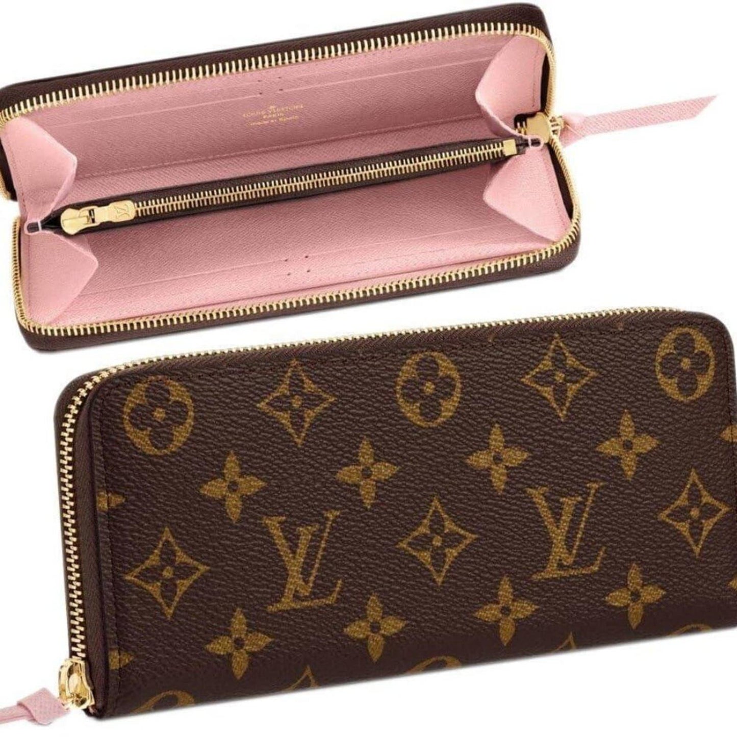 Louis Vuitton Monogram Clemence Zippy Long Wallet Rose Ballerine Pink Interior - The Reluxe